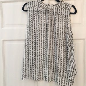 LOFT White and Black Floral Blouse